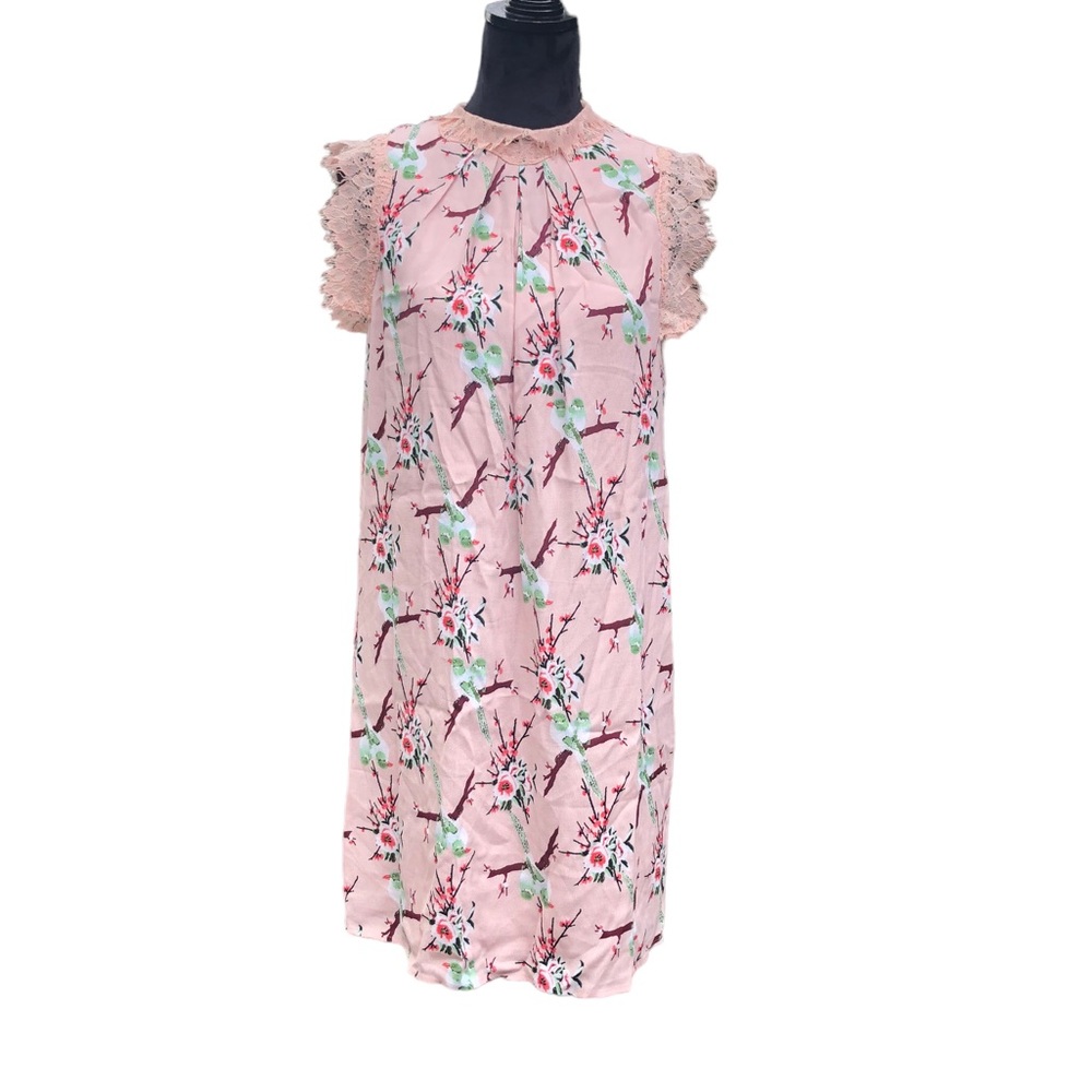 Chelsea & Violet Pink and Green Bird Dress size XS
